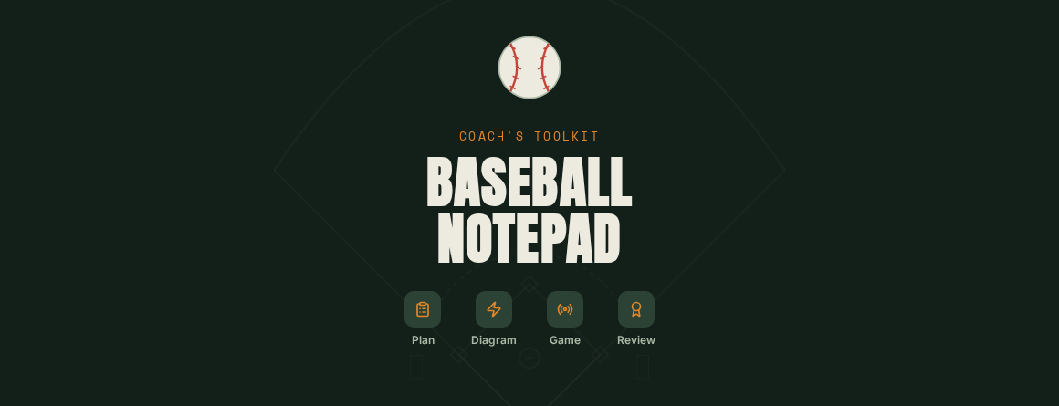 Baseball Notepad — Coach's Toolkit cover screen