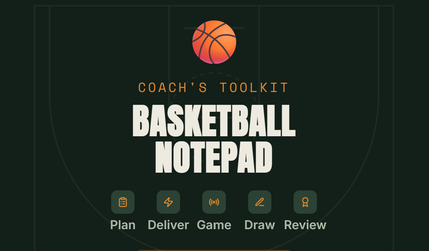 Basketball Notepad — Coach's Toolkit cover screen