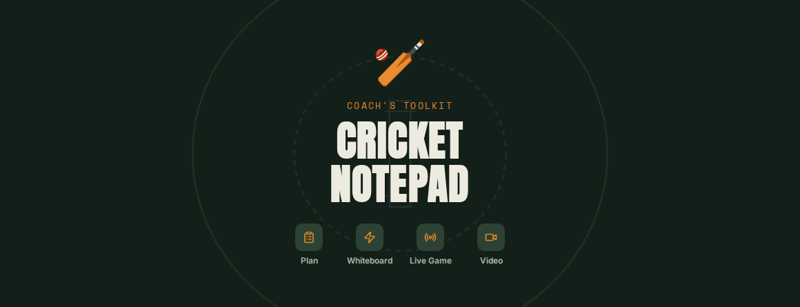 Cricket Notepad — Coach's Toolkit cover screen