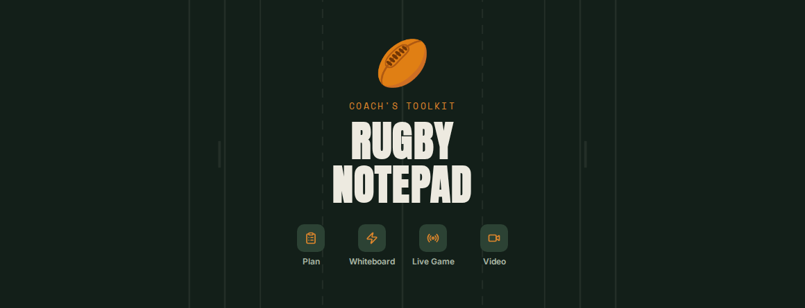 Rugby Notepad — Coach's Toolkit cover screen