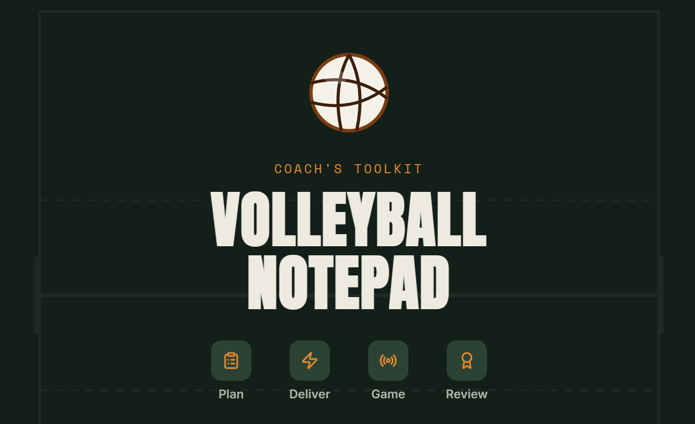Volleyball Notepad — Coach's Toolkit cover screen